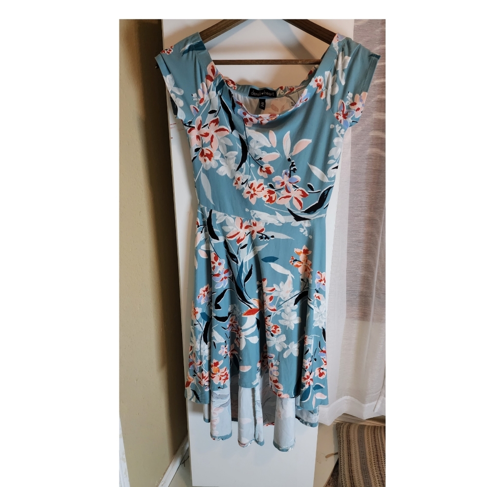Derek Heart, Medium, light blue, Floral print